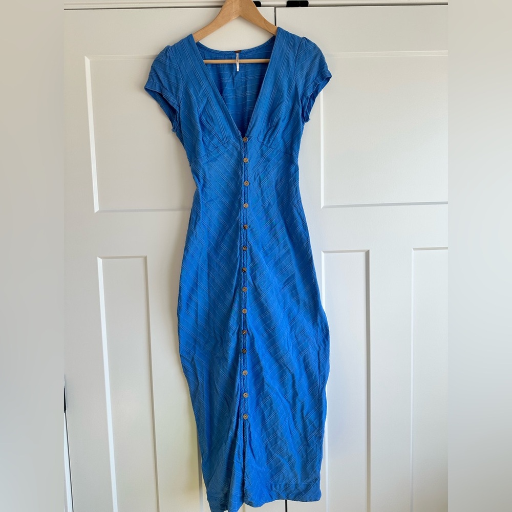 Free People Blue Button-Down Dress